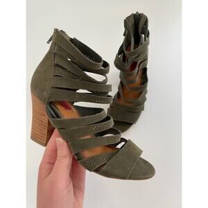 London Rebel Size 6 Olive Green Strappy Heels Boho